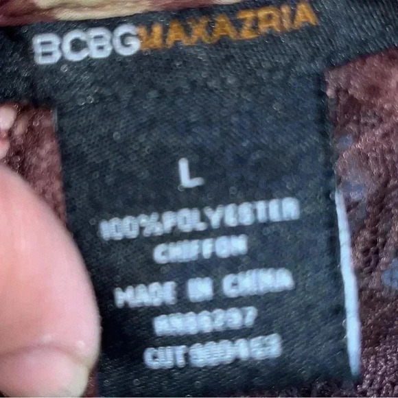 BCBG MAXAZRIA SHEER LEOPARD PRINT BLOUSE,  CINCHED WAIST LACE EMBELLISHMENTS - Picture 11 of 11